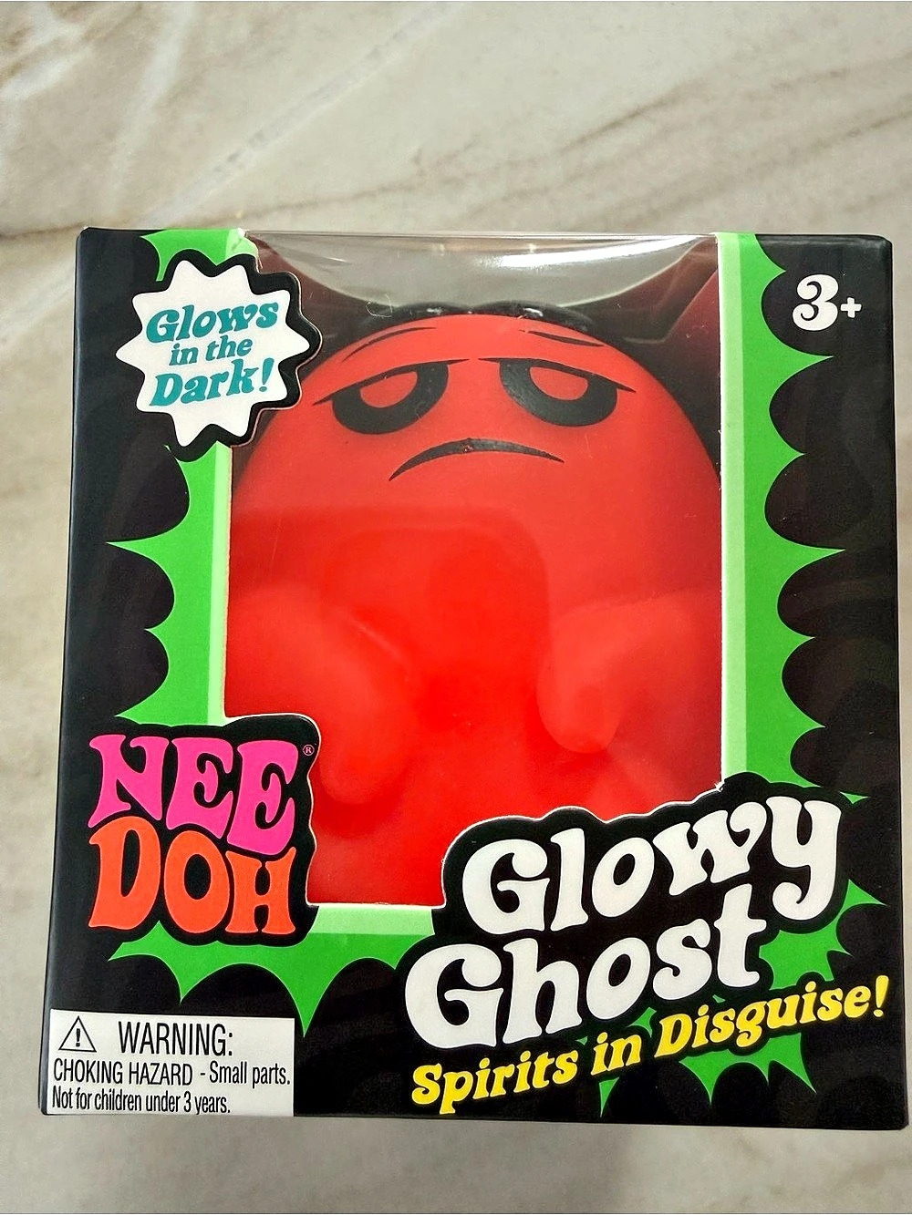 NeeDoh Glow Ghost Glow-in-the-Dark Squeeze Toy NWT Orange Halloween